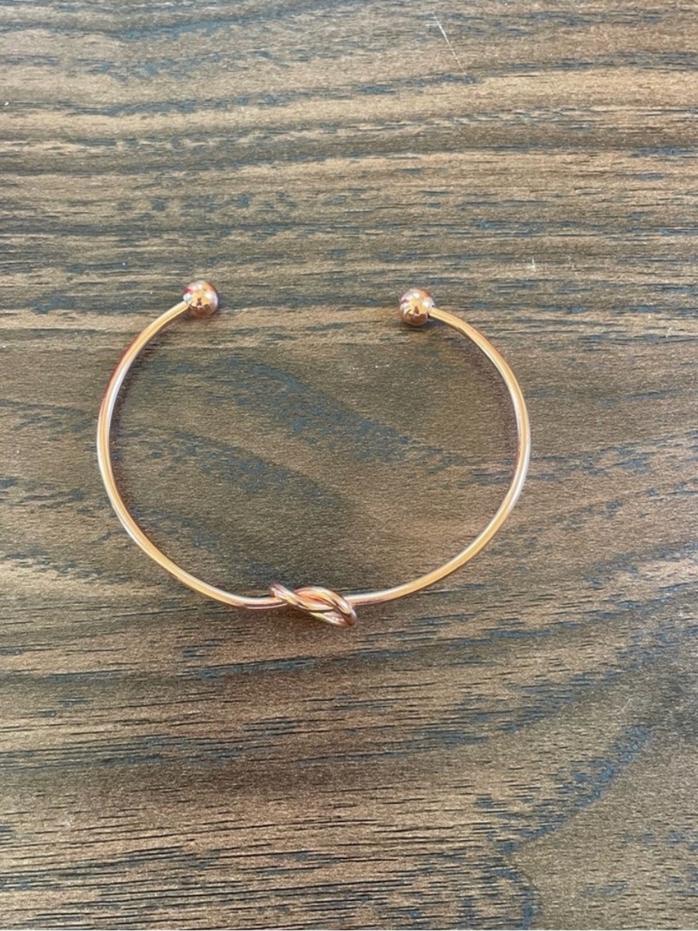 Rose Gold Knot Bangle Bracelet - Minimal Women's Jewelry - Picture 2 of 2